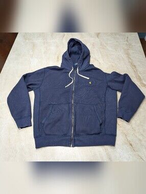 Ralph Lauren Navy Hoodie with Yellow Polo Tag
